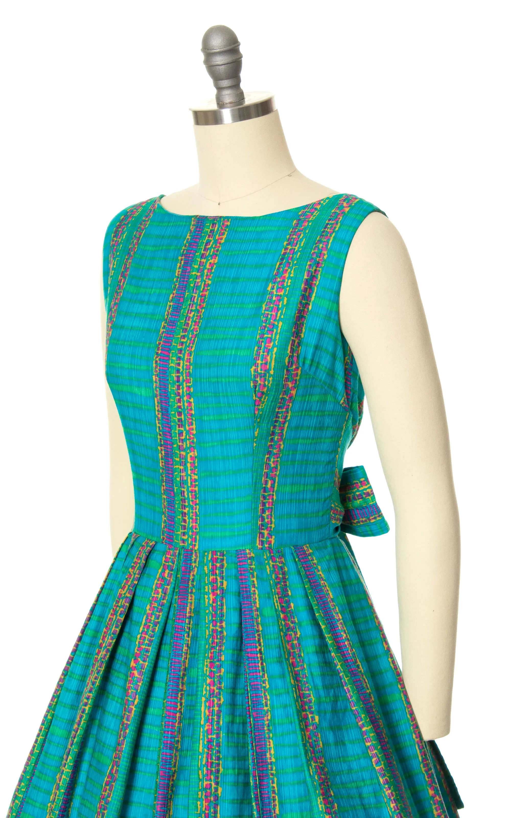 1950s 1960s Striped Open Back Cotton Sundress | small