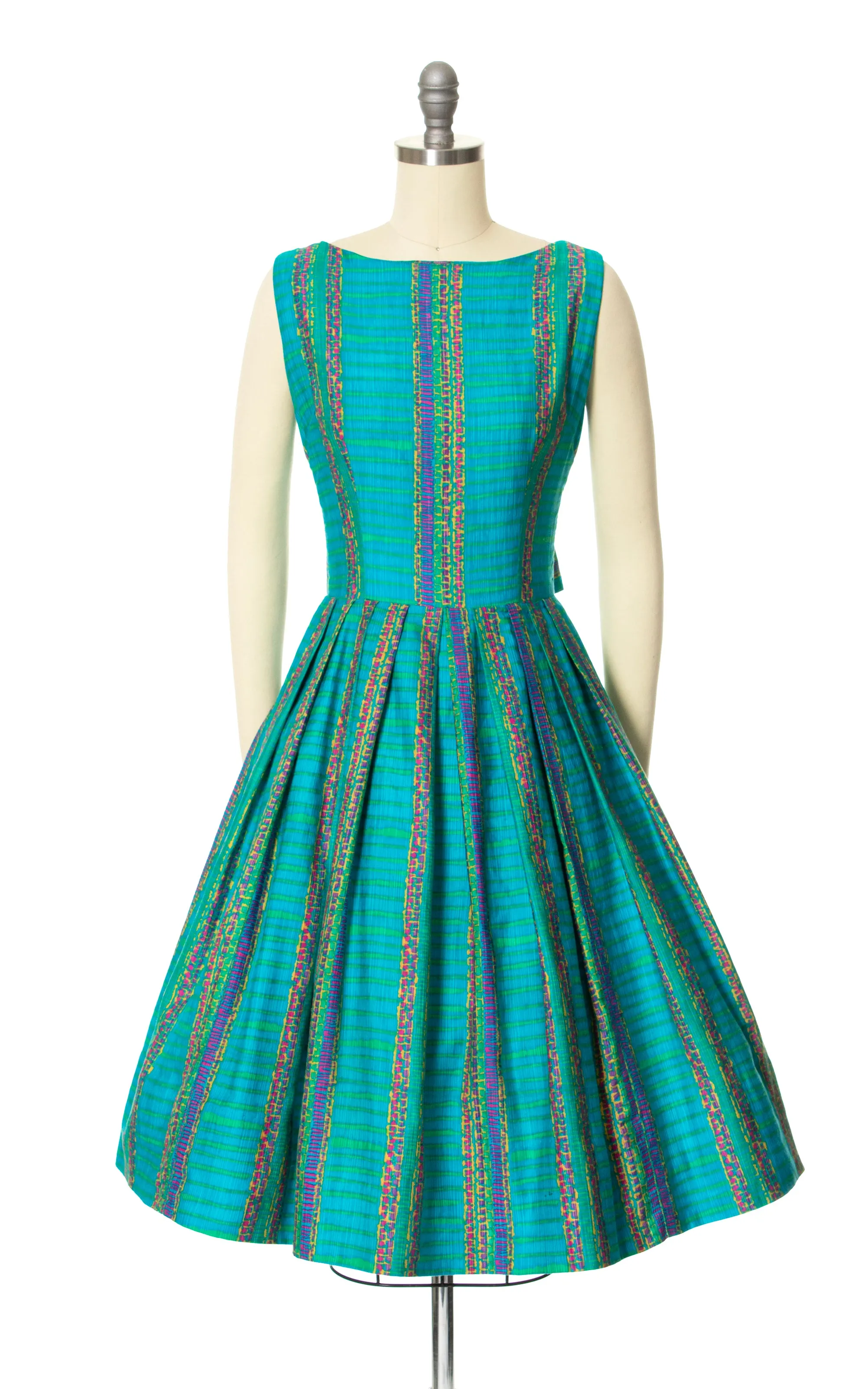 1950s 1960s Striped Open Back Cotton Sundress | small