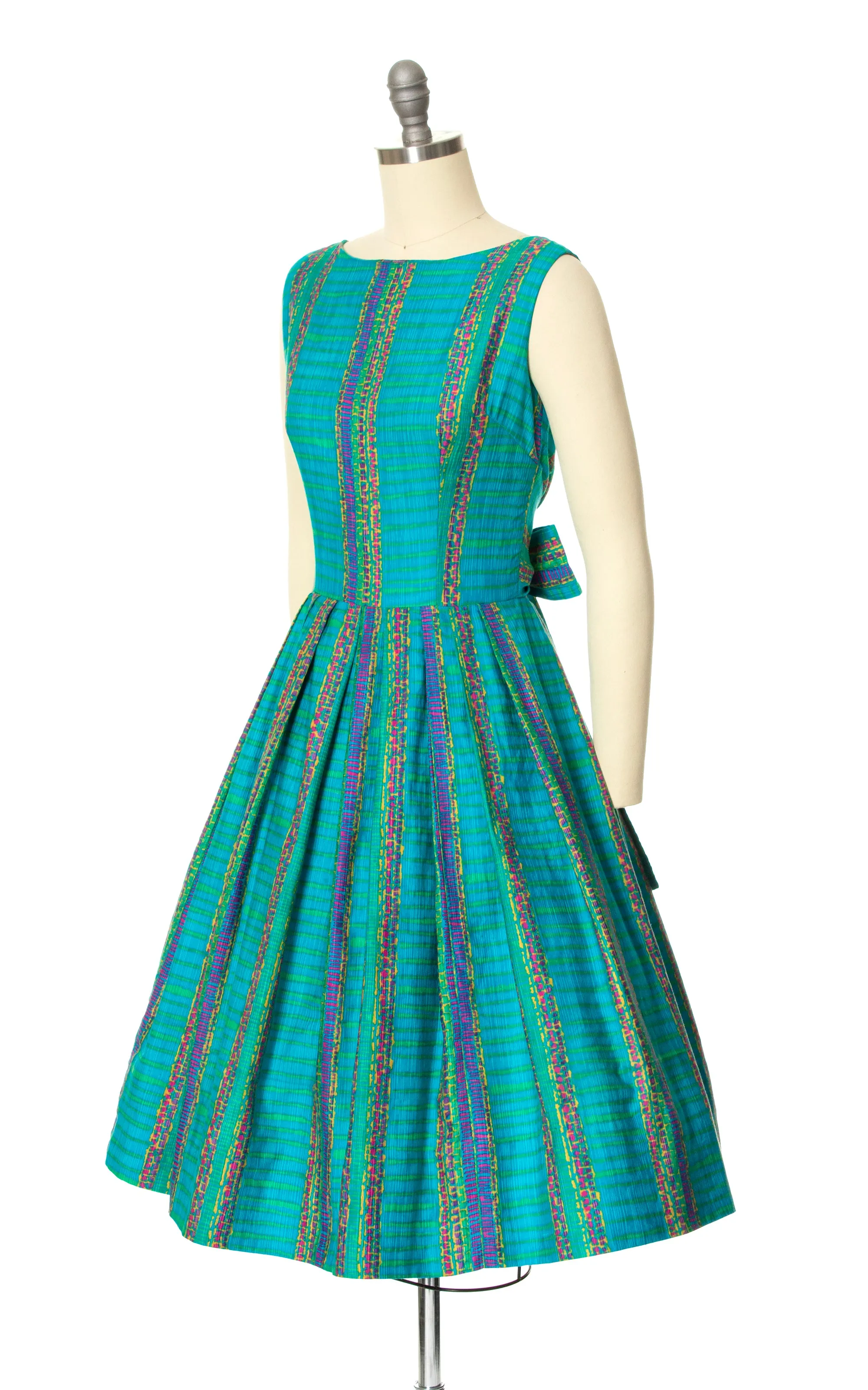 1950s 1960s Striped Open Back Cotton Sundress | small