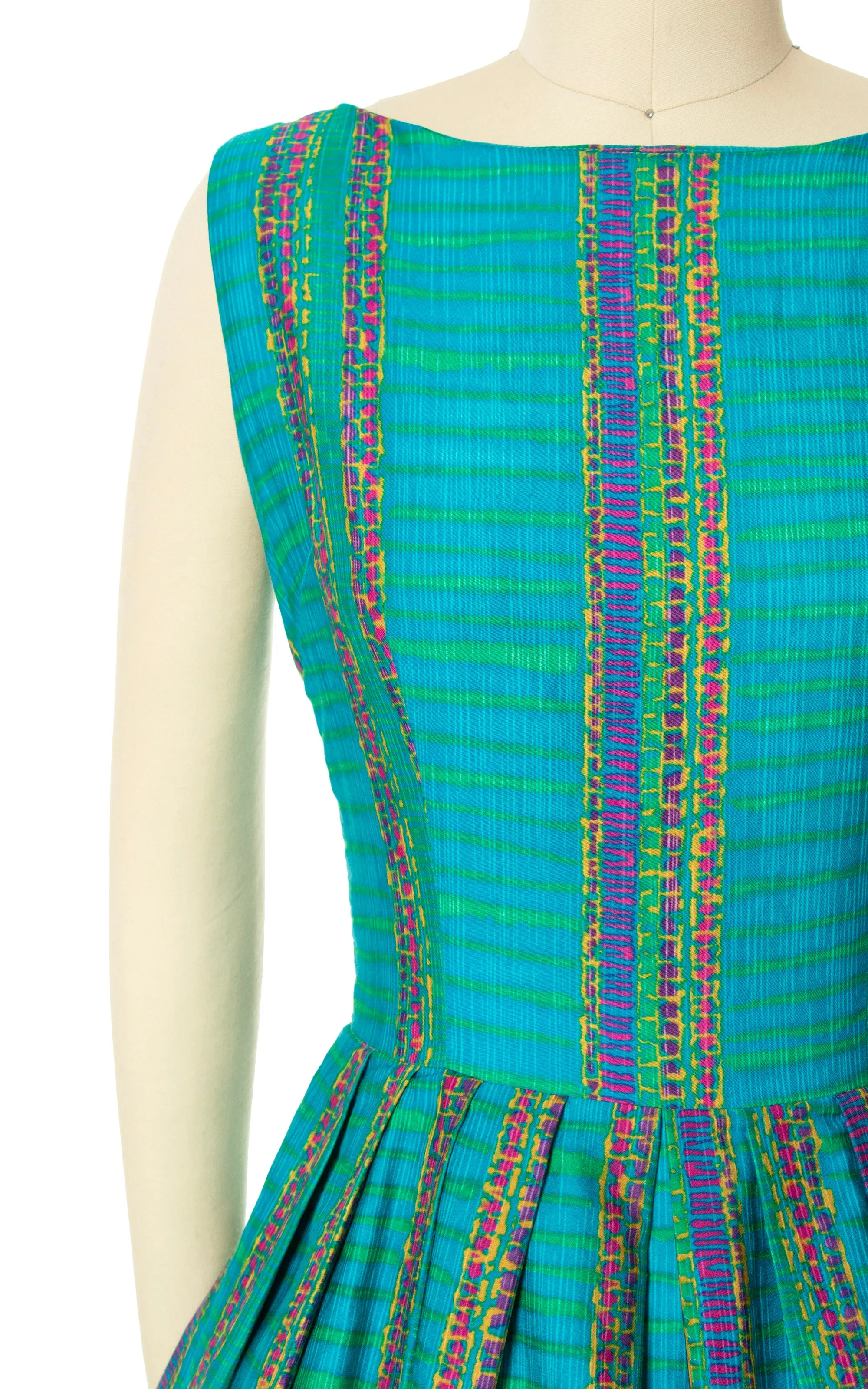 1950s 1960s Striped Open Back Cotton Sundress | small