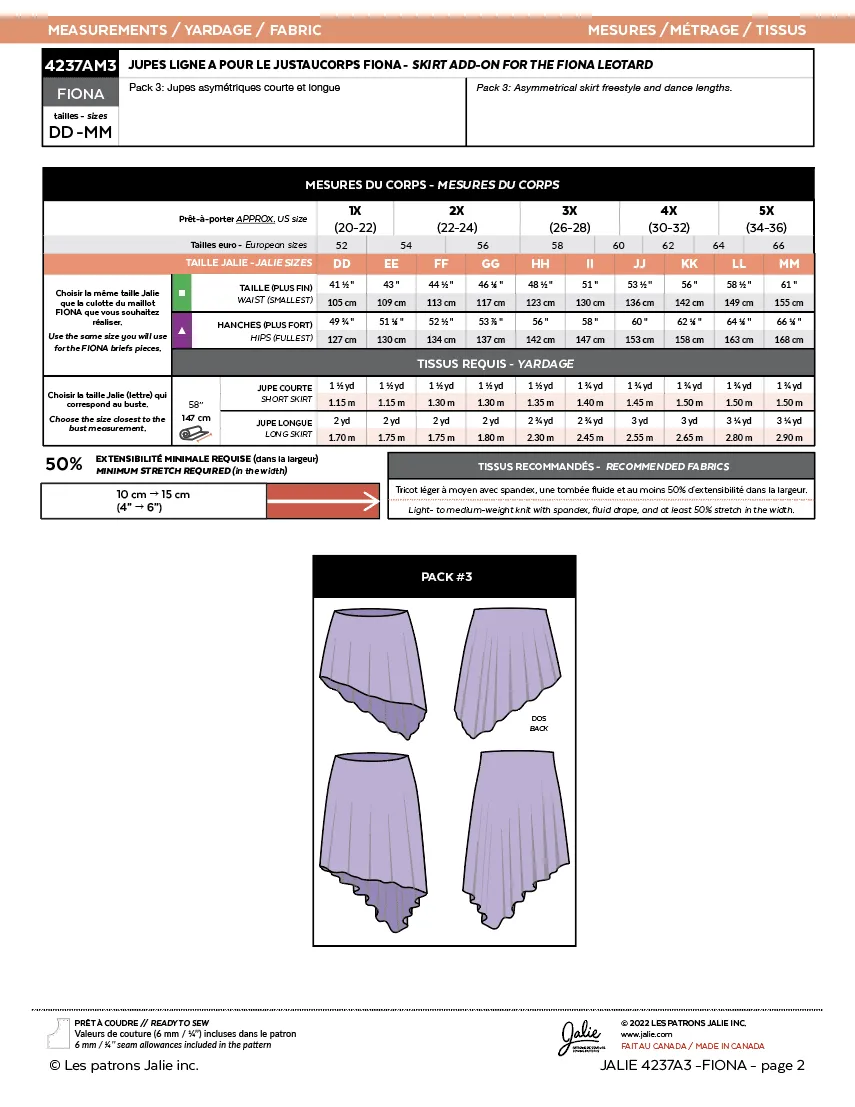 4237a // Skirt add-ons for the FIONA and EMMA leotards