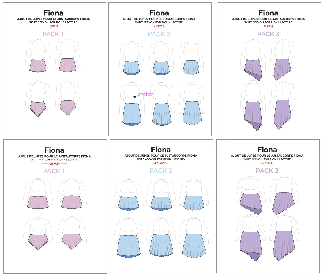 4237a // Skirt add-ons for the FIONA and EMMA leotards