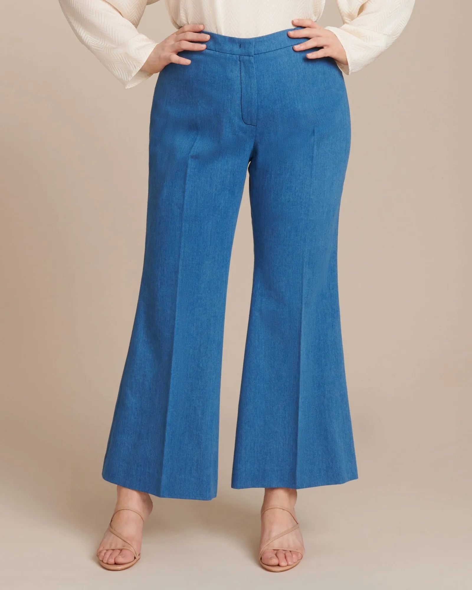 Ankle Flare Trouser | Light Indigo