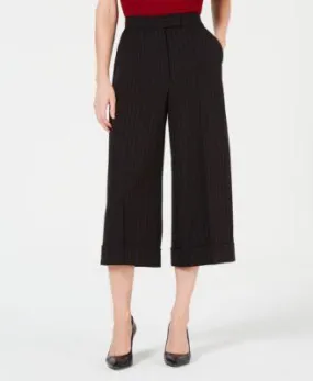 Anne Klein Womens Pinstripe Cuffed Culottes Pants