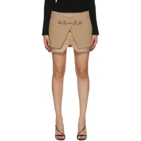 Balmain Beige Crepe and Satin Miniskirt