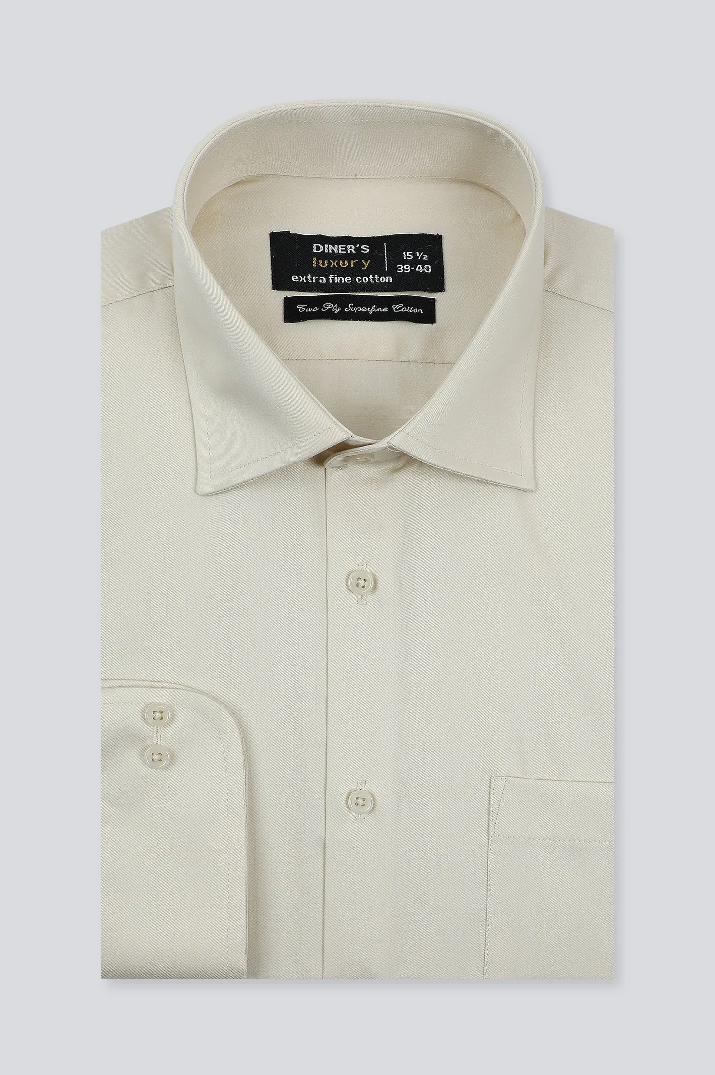Beige Plain Formal Men Shirt