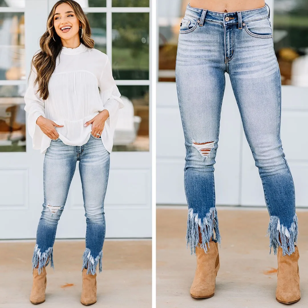 Best Regards Light Wash Distressed Skinny Jeans