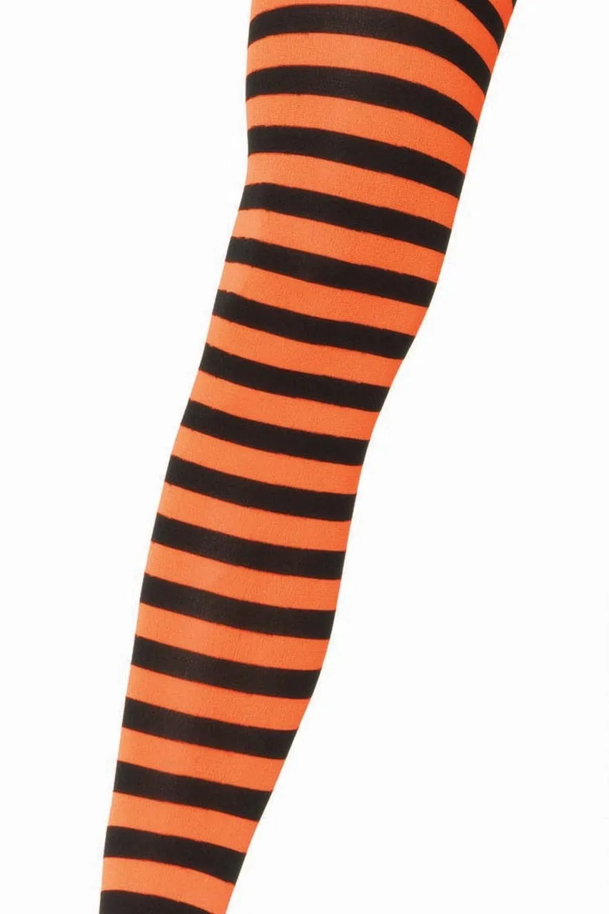 Black & Orange Striped Pantyhose