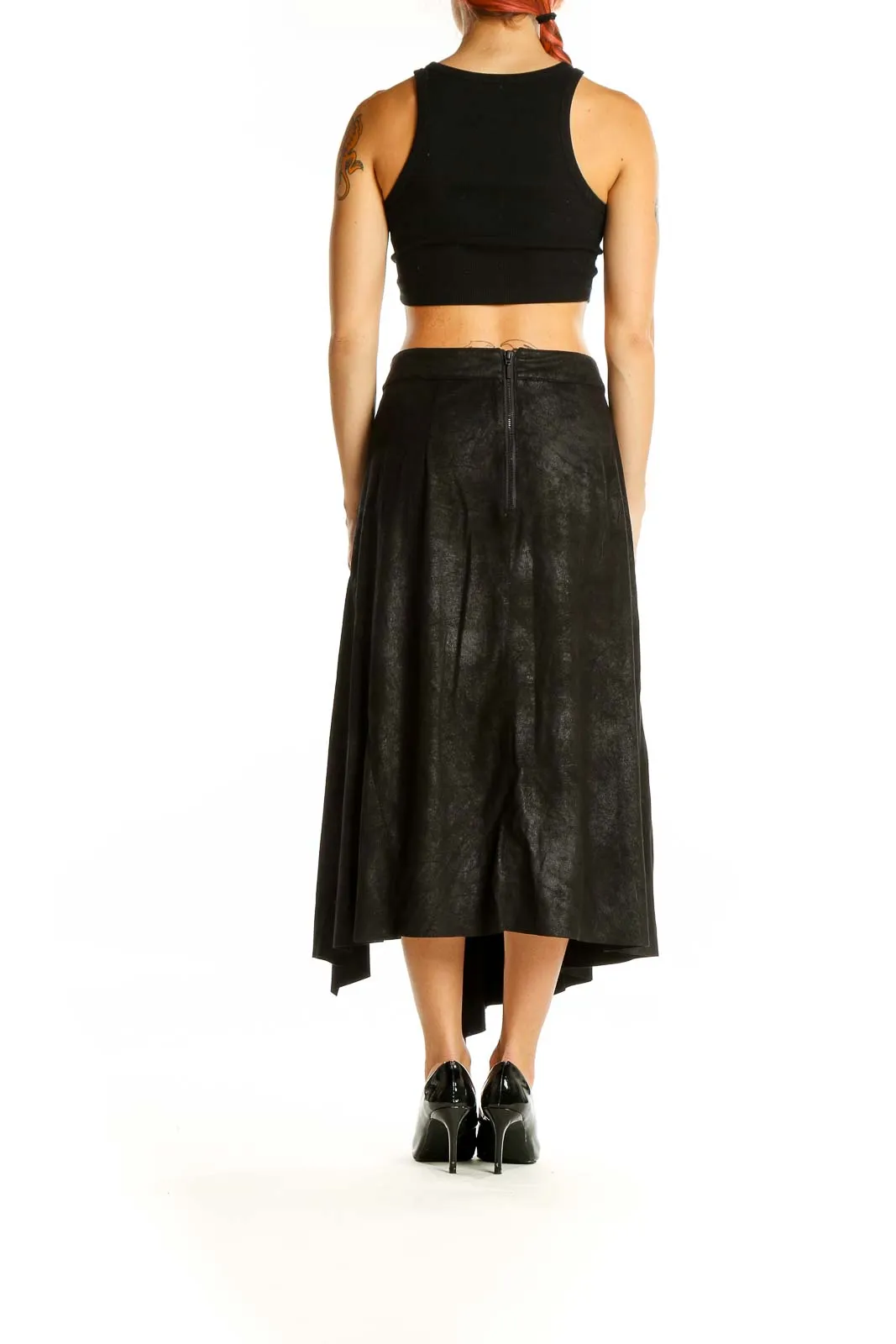 Black Asymmetrical Midi Skirt
