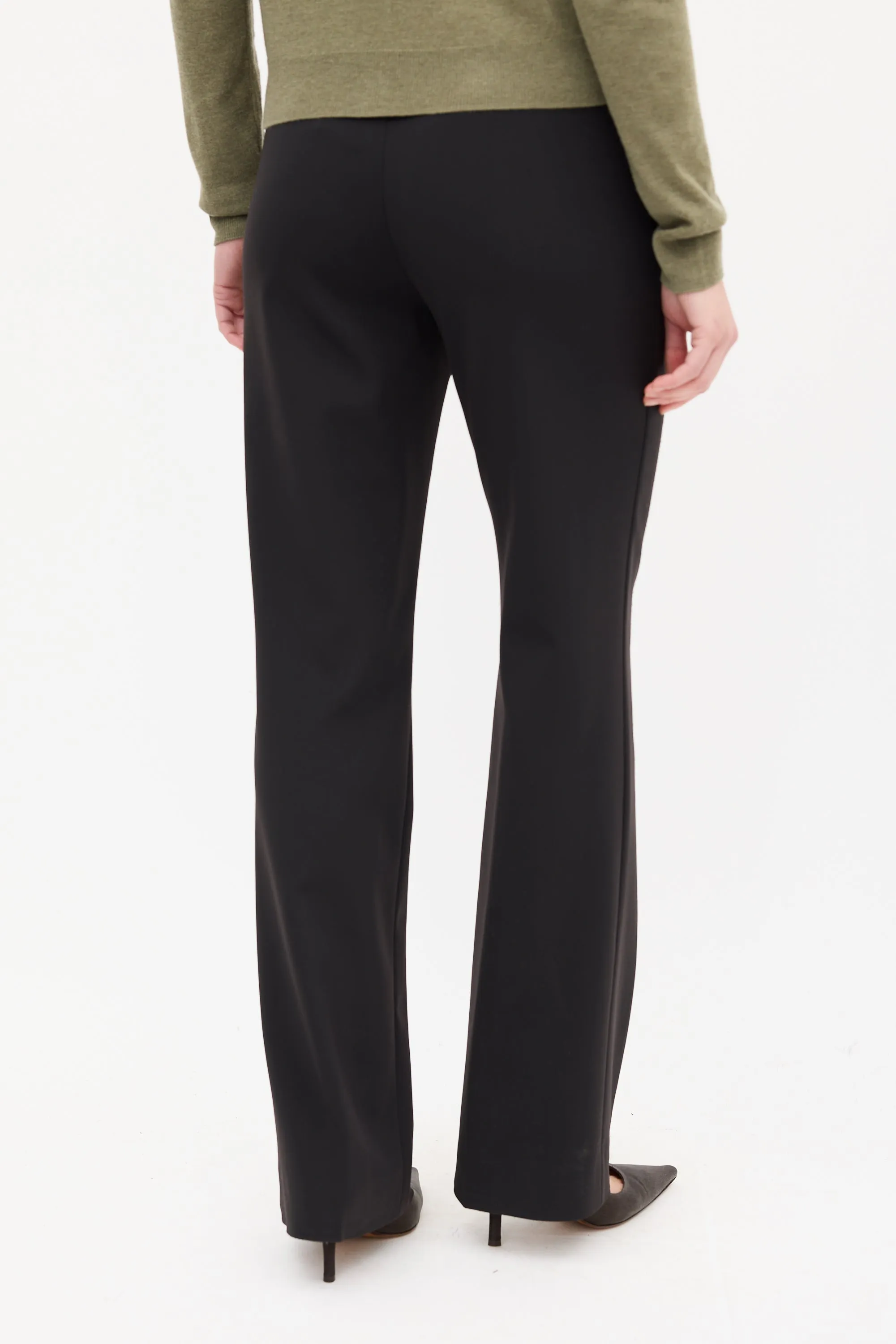 Black Nylon Bootcut Trouser