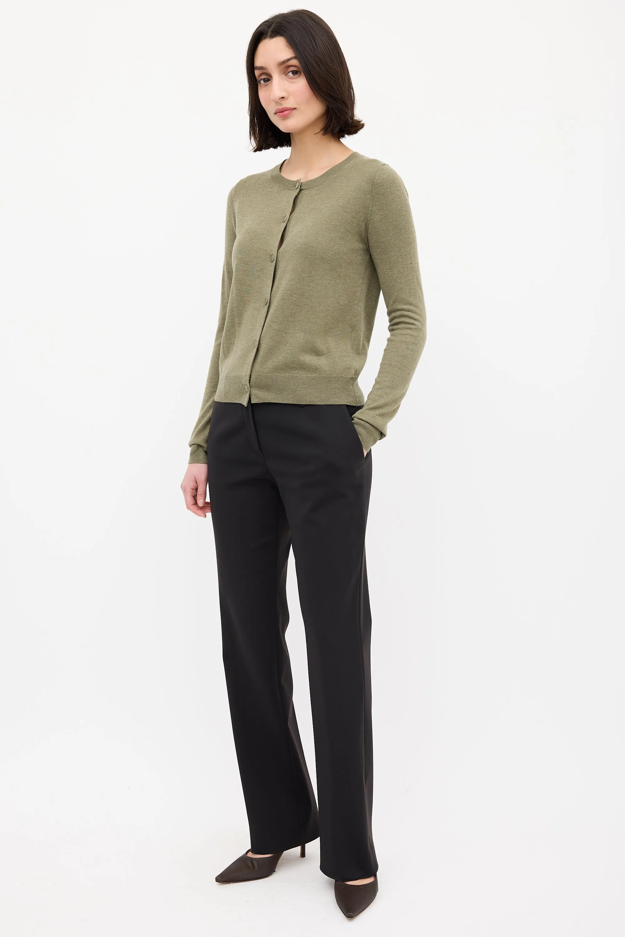 Black Nylon Bootcut Trouser