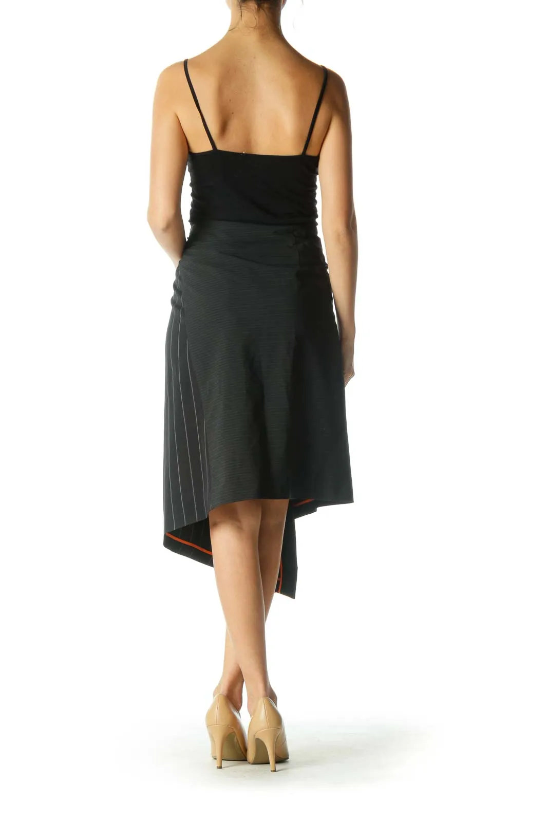 Black Striped Asymmetrical Skirt