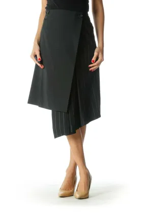 Black Striped Asymmetrical Skirt
