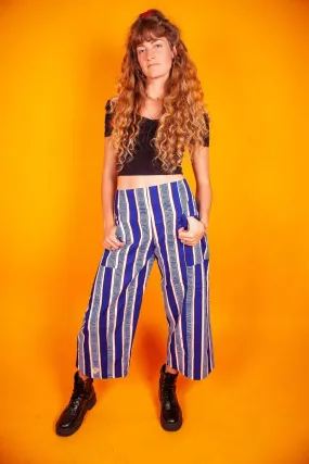 Blue Stripe African Print Wide Leg Culottes