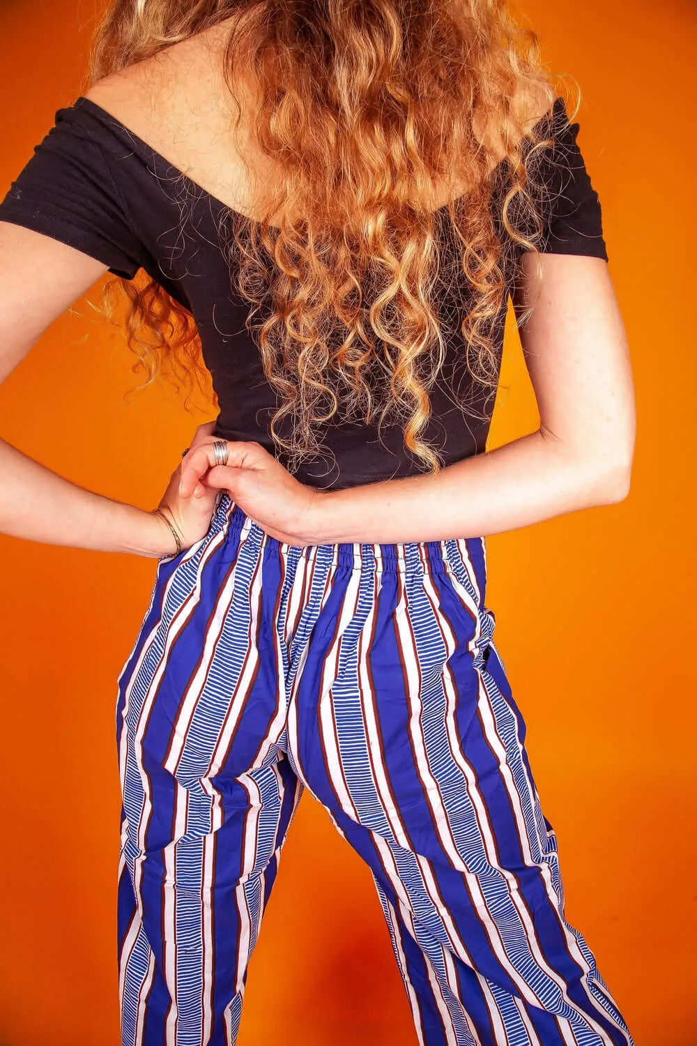 Blue Stripe African Print Wide Leg Culottes