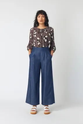 Chambray wide-leg trouser