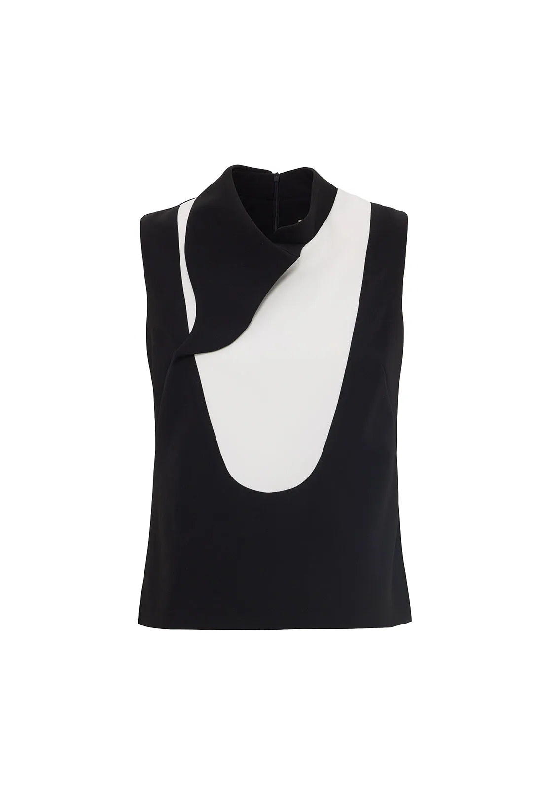 Chic Formal Sleeveless Top With Unique Collar Black
