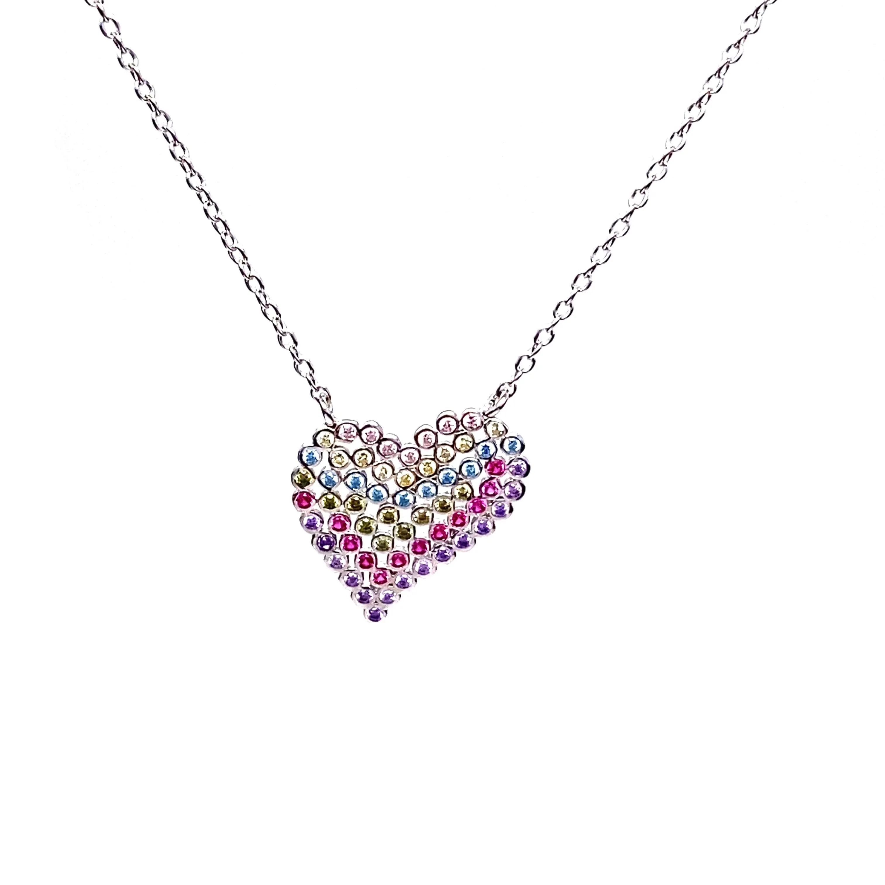Colorful Heart Pendant Necklace