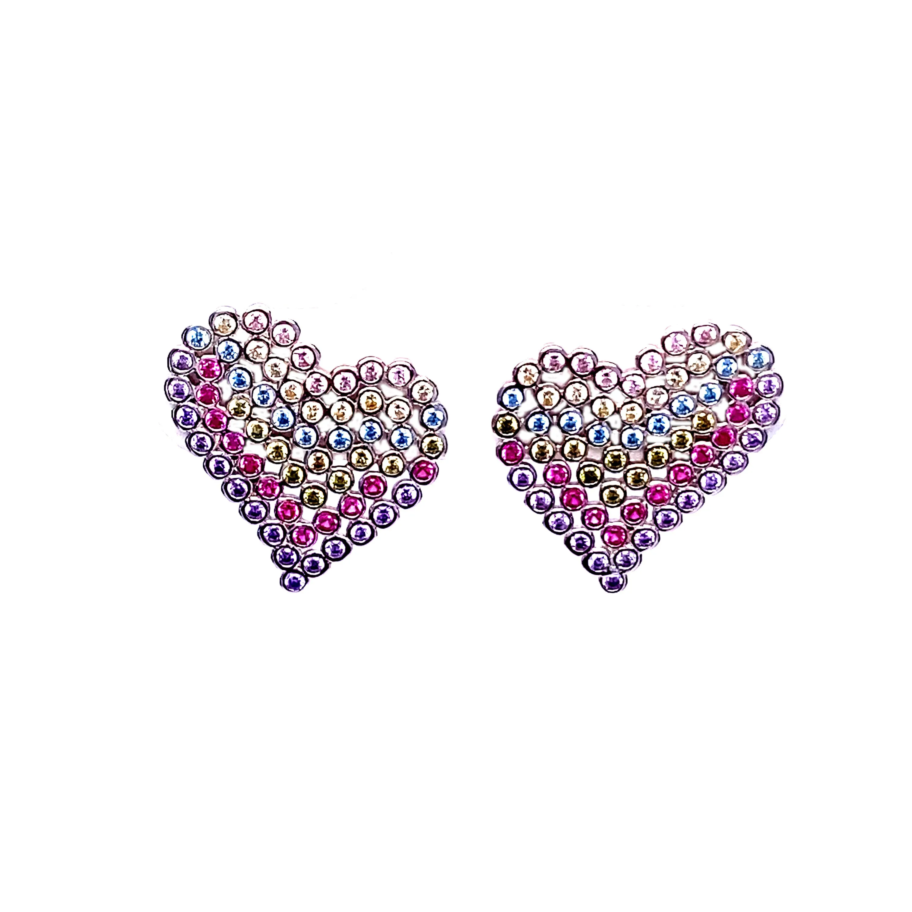 Colorful Heart Stud Earrings