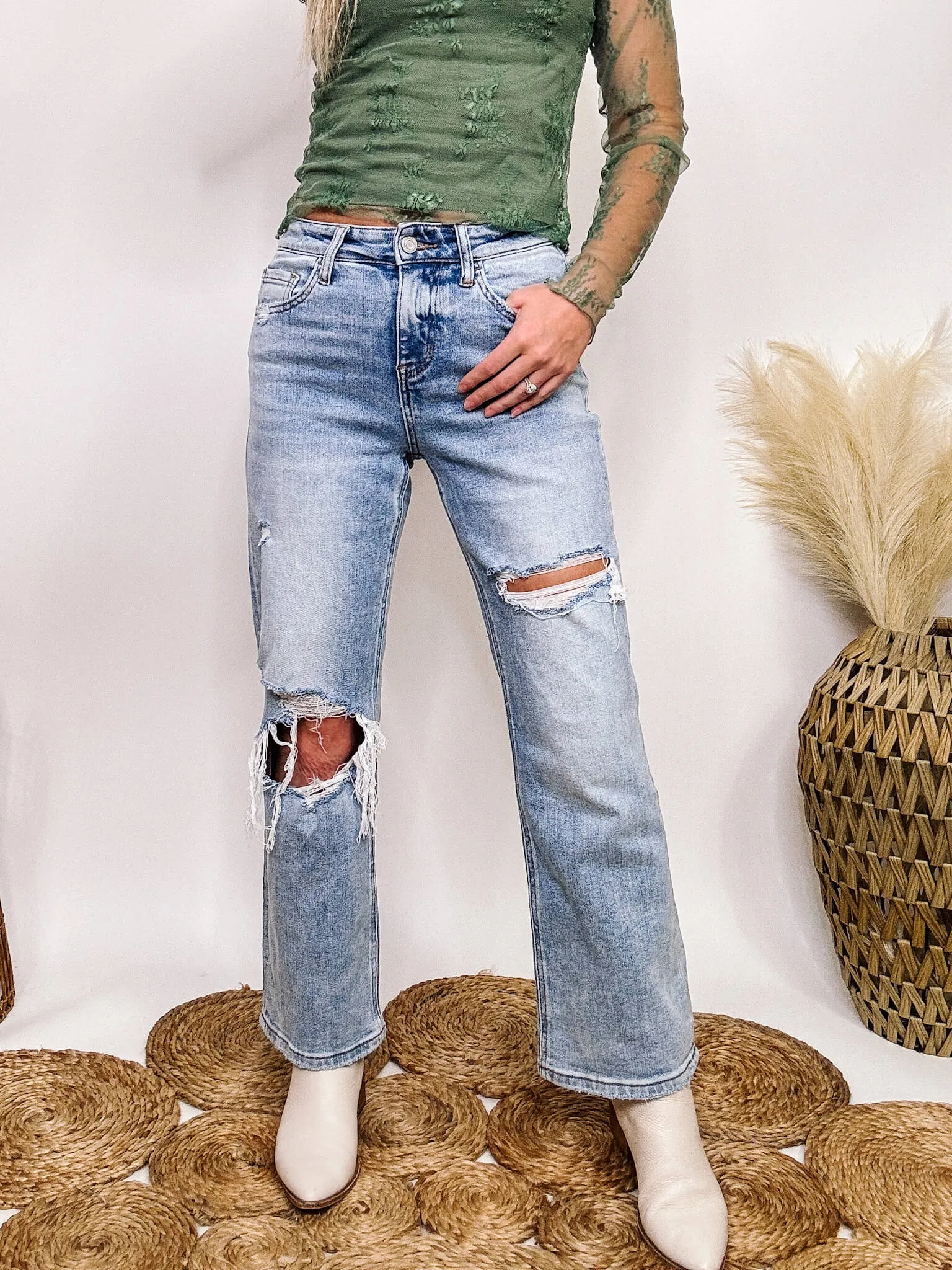 Comfort Stretch Distressed Vervet by Flying Monkey Dad Jeans