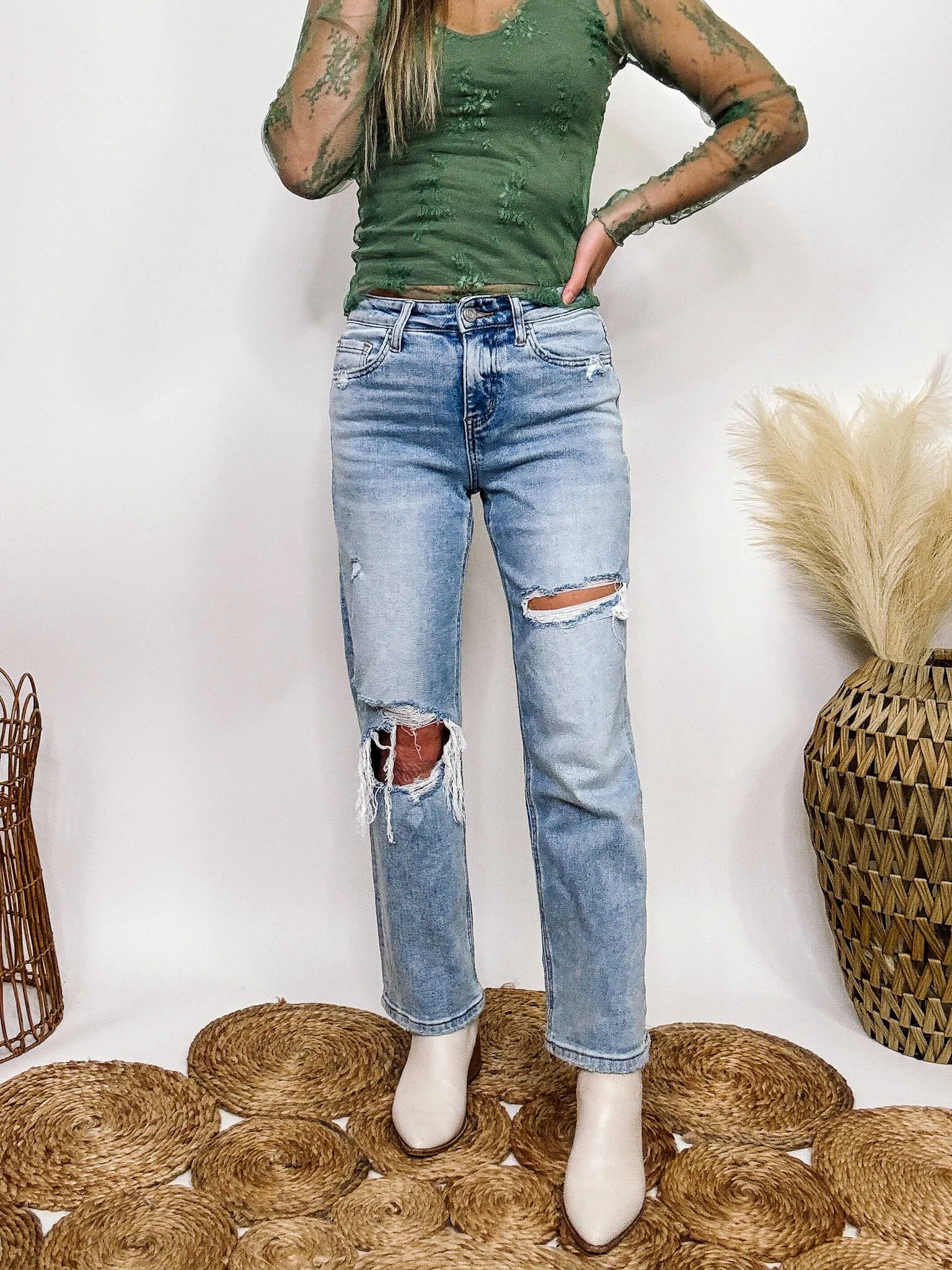 Comfort Stretch Distressed Vervet by Flying Monkey Dad Jeans