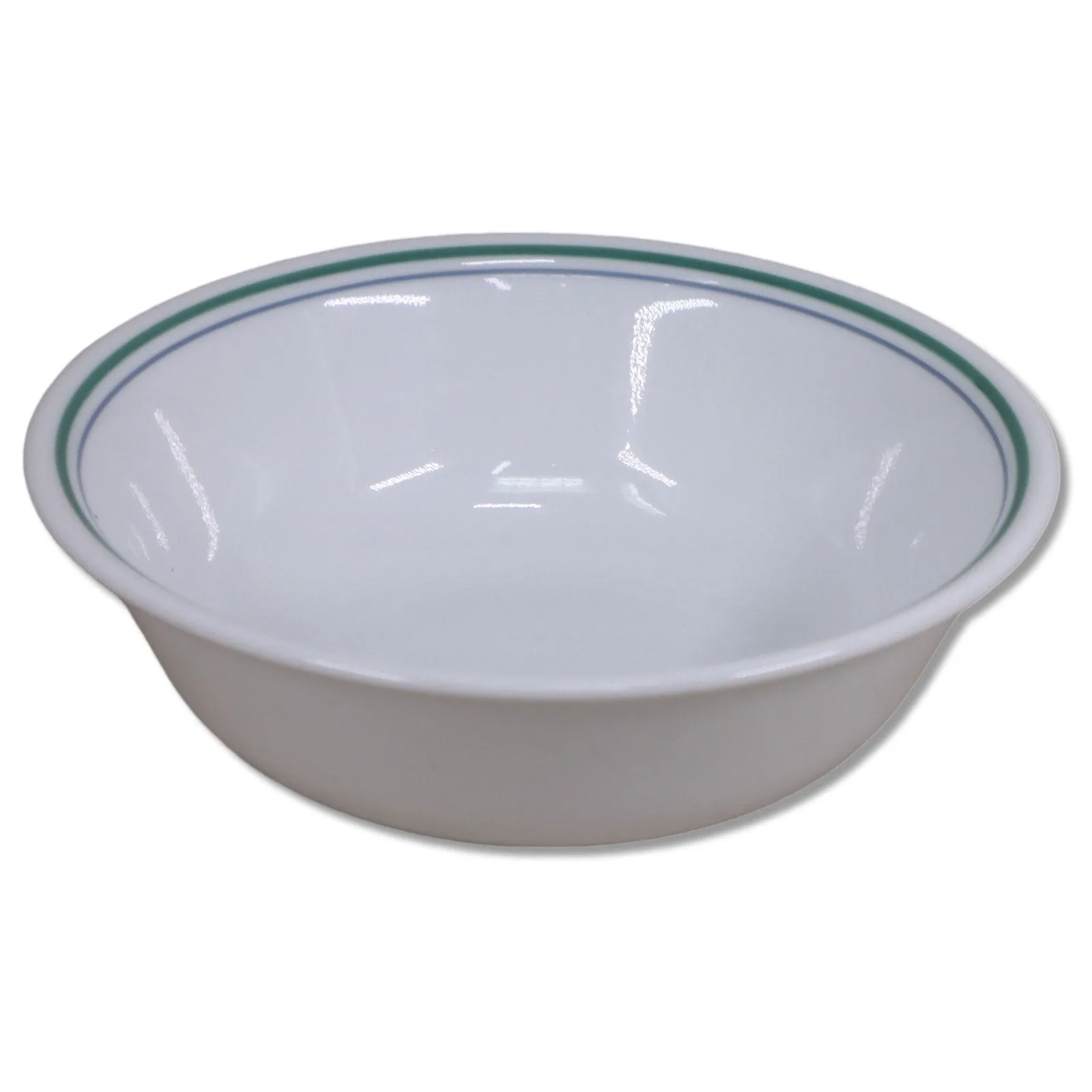 Corning Corelle Blue and Green Rim Striped Cereal Bowl 6 1/4"