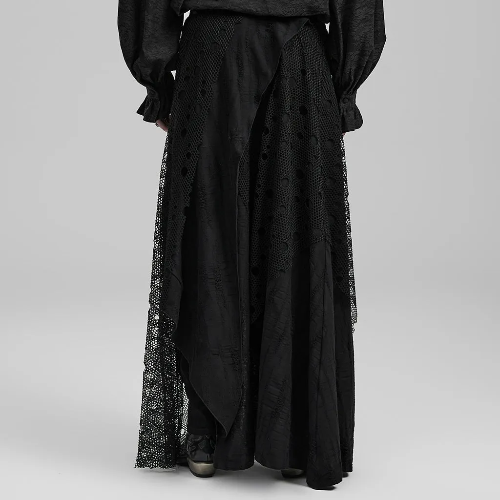 Dark decayed goth men long skirt WQ-652BQM