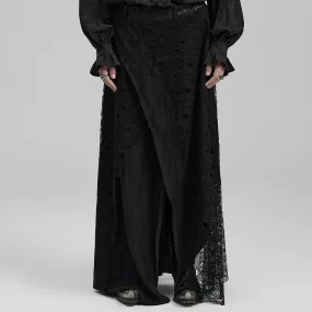 Dark decayed goth men long skirt WQ-652BQM