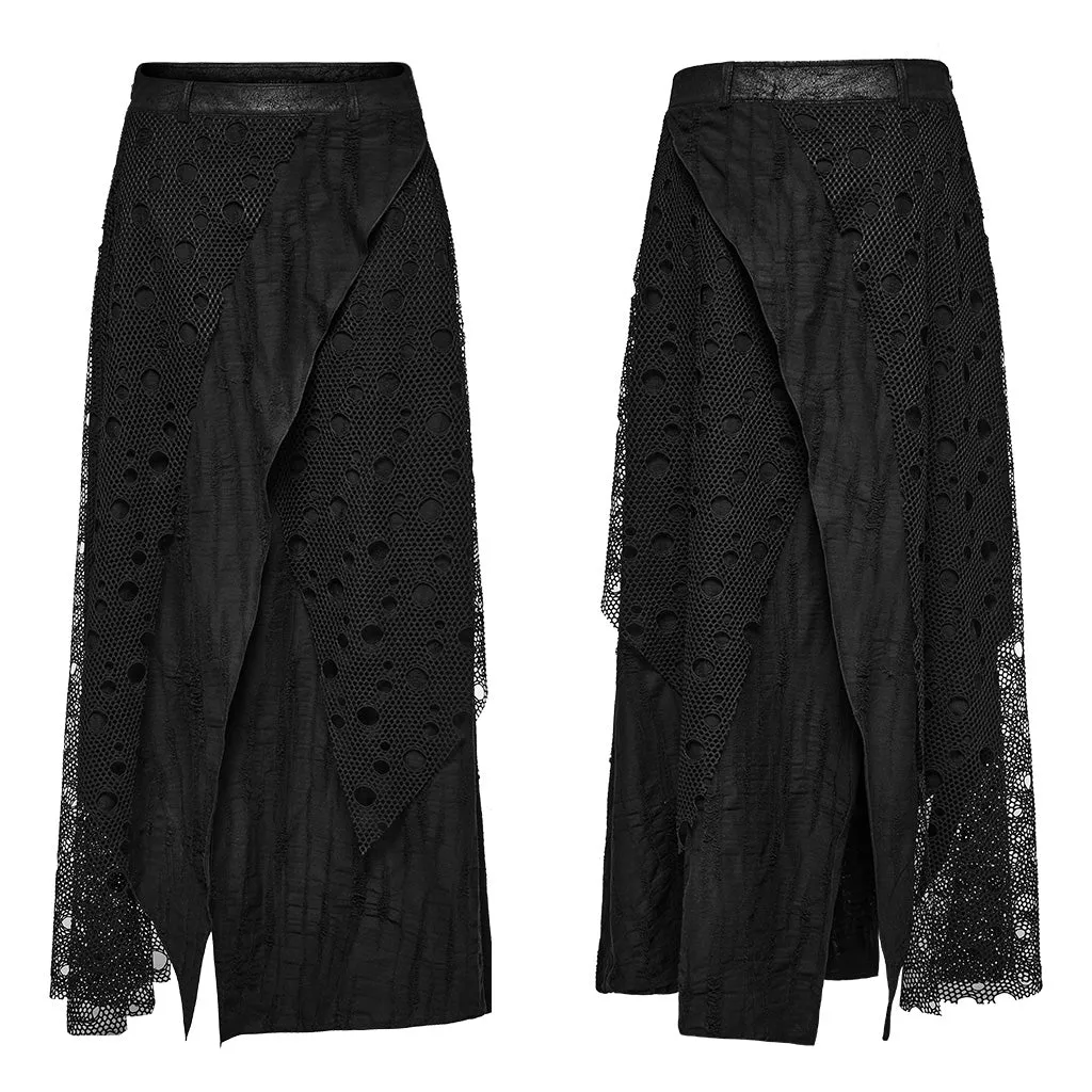 Dark decayed goth men long skirt WQ-652BQM