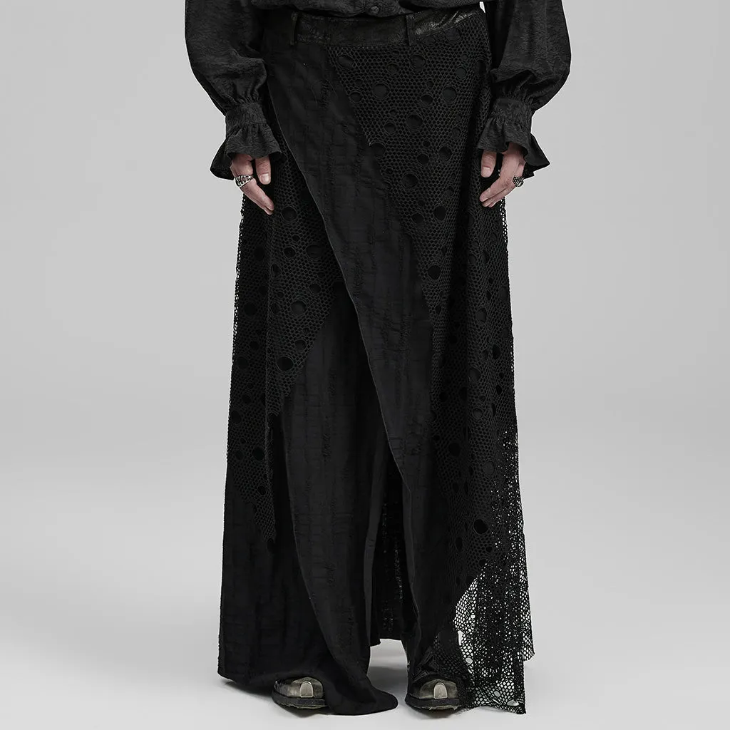 Dark decayed goth men long skirt WQ-652BQM