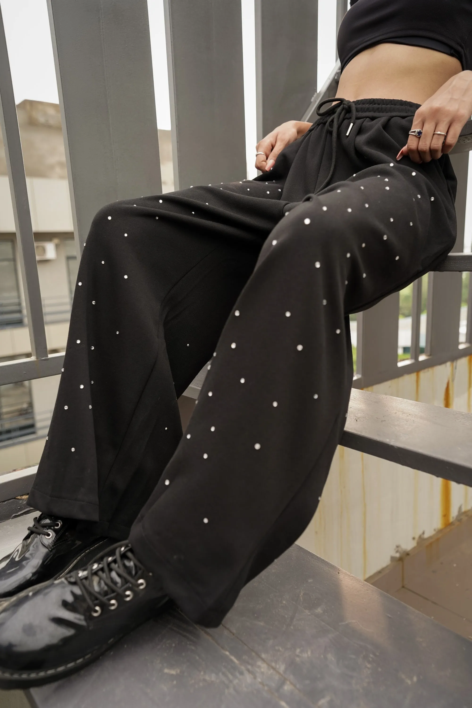 Dazzling Stone Embellished Trousers