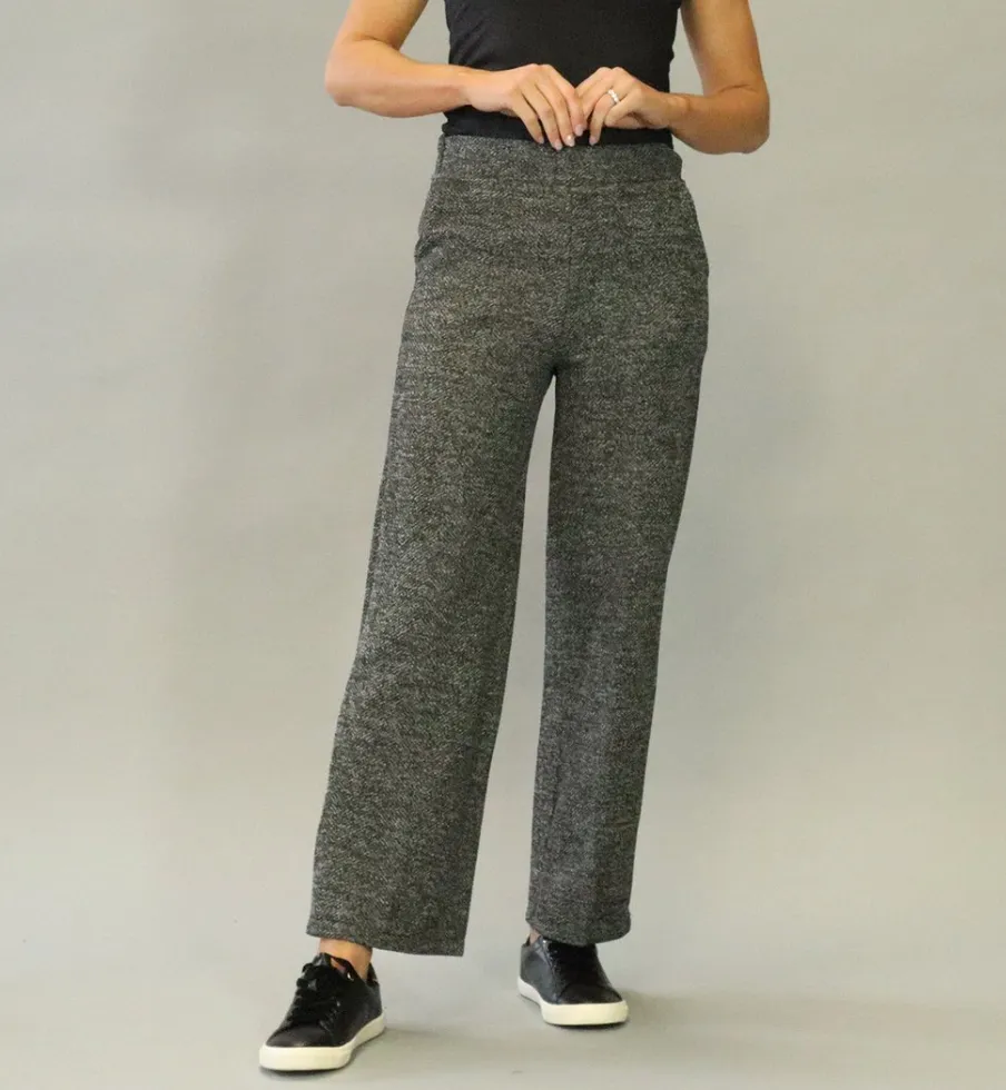 D.E.C.K By Decollage 2180 Wide Leg Tweed Effect Trousers (2 Colours)
