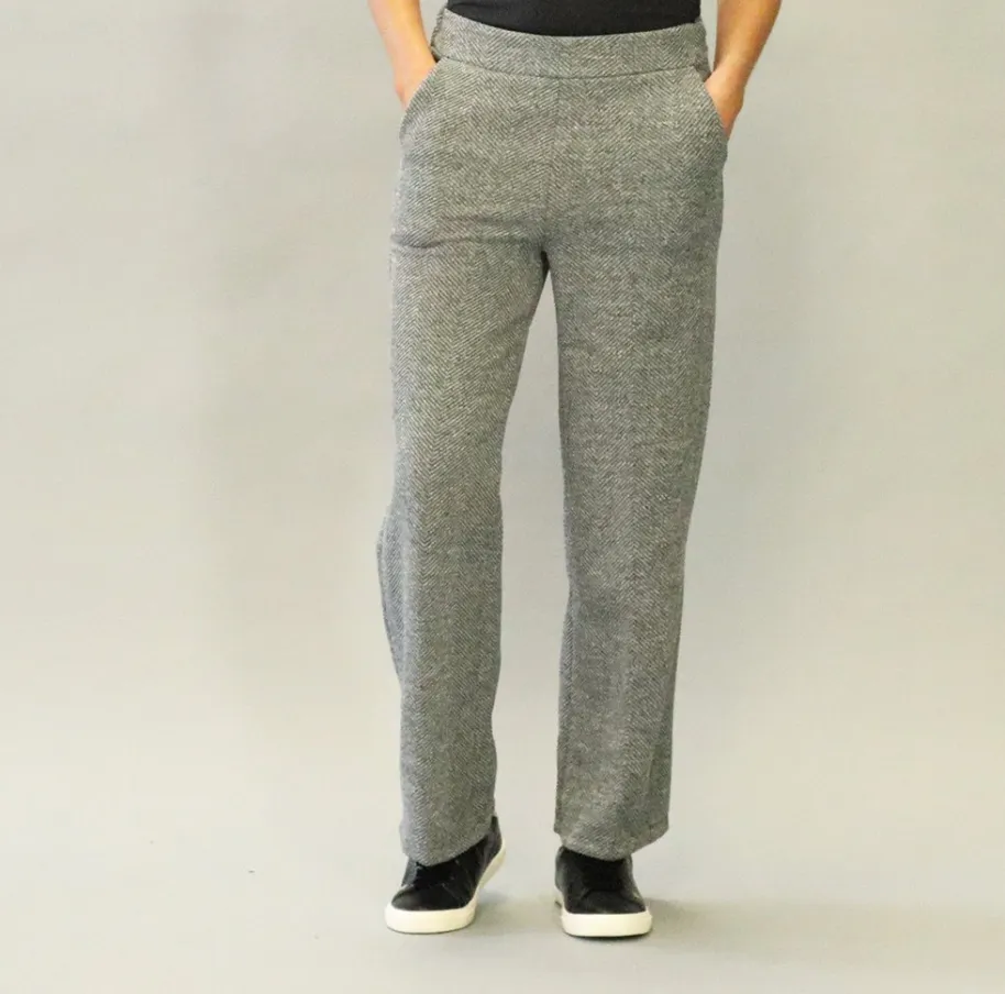 D.E.C.K By Decollage 2180 Wide Leg Tweed Effect Trousers (2 Colours)
