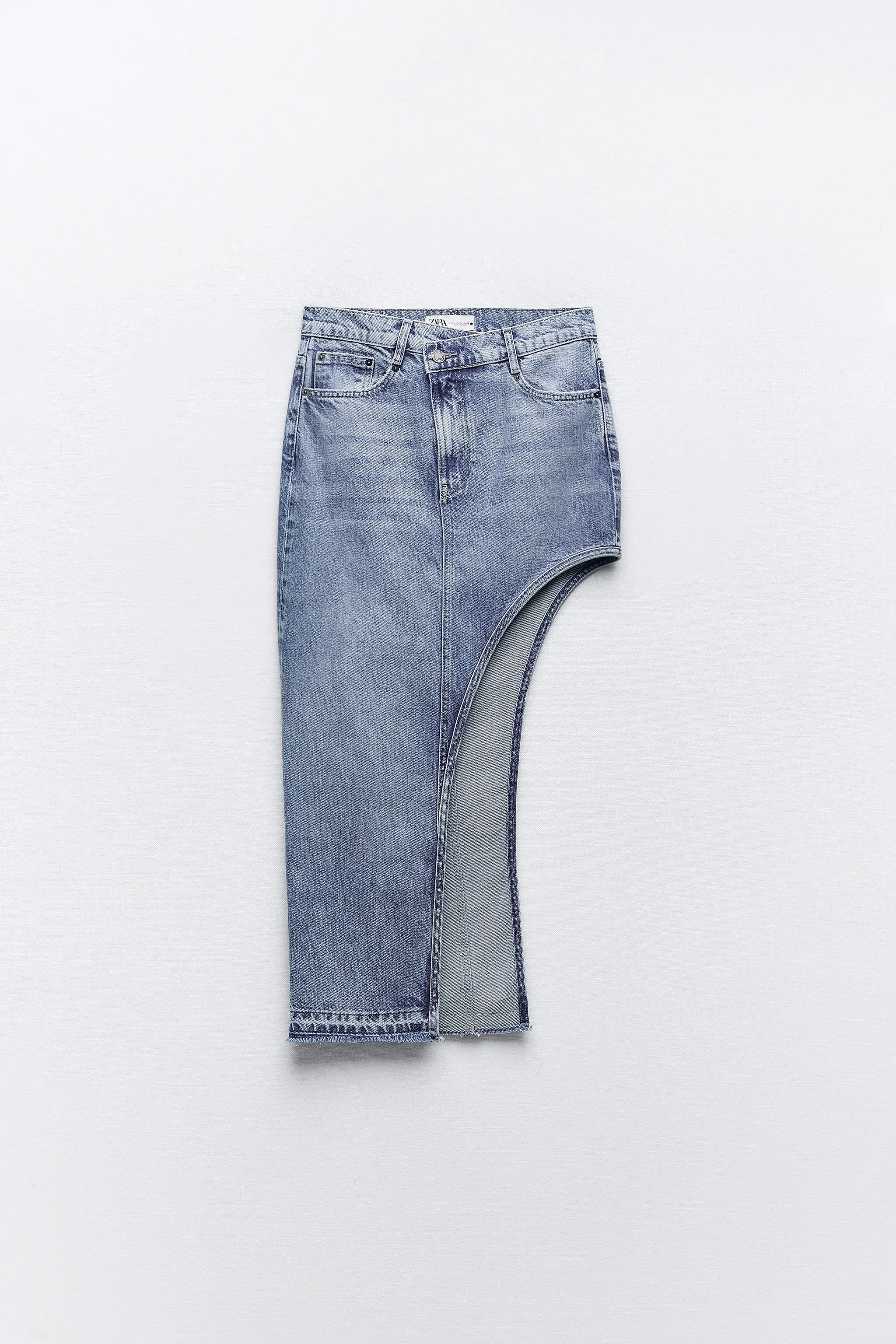 Denim skirt with cutouts zw Zara, medium blue