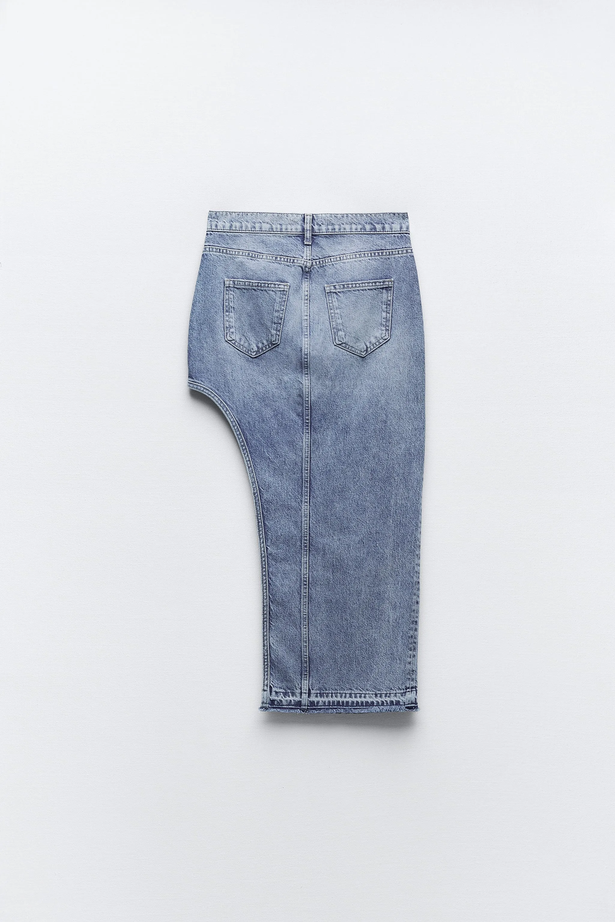 Denim skirt with cutouts zw Zara, medium blue