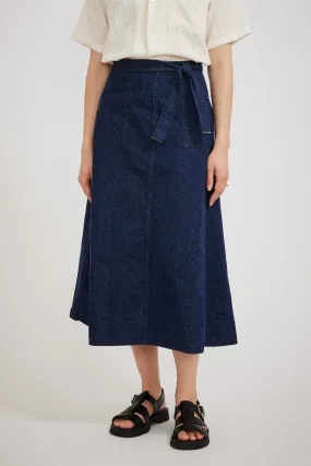 Denim Wrap Long Skirt One Wash