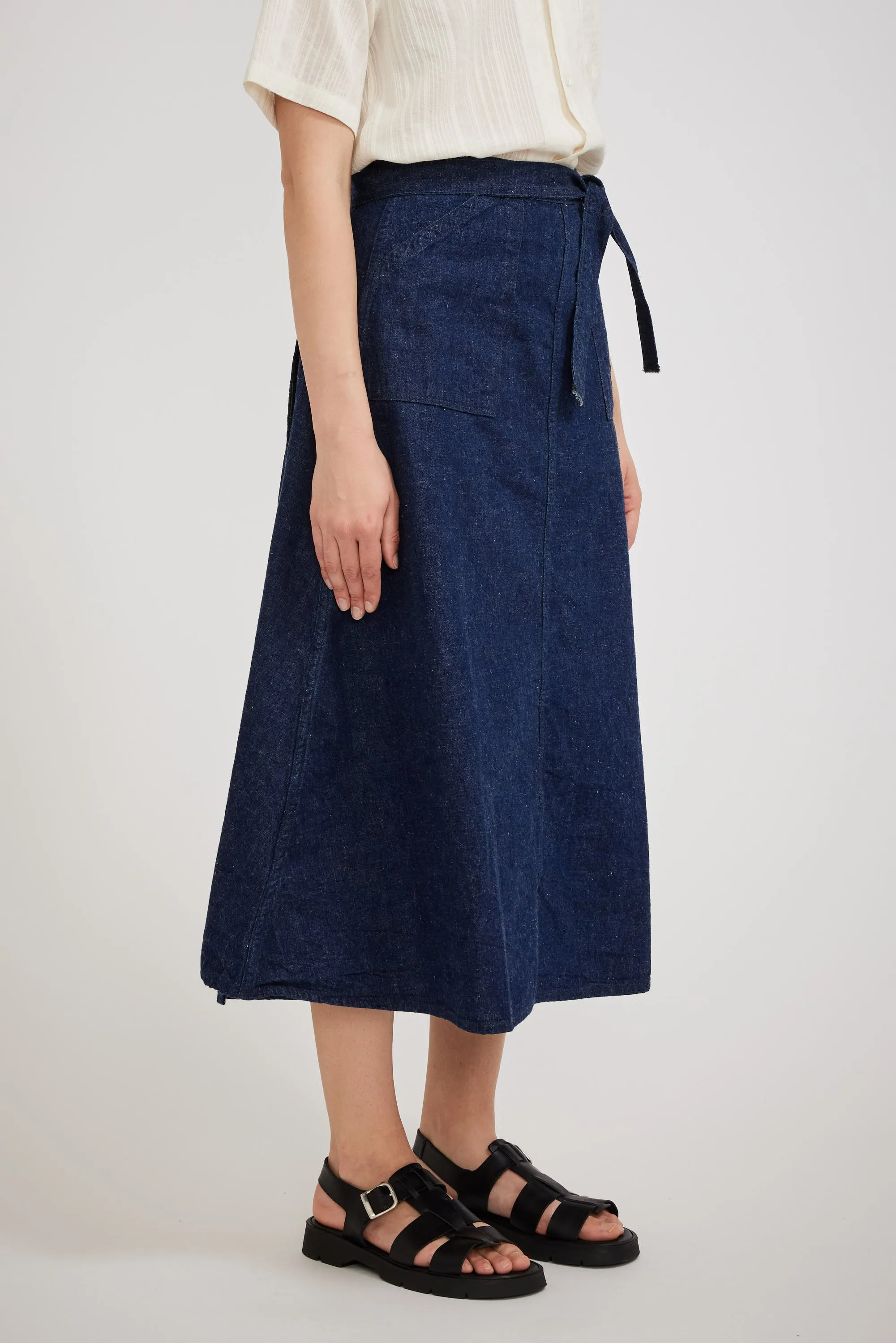 Denim Wrap Long Skirt One Wash