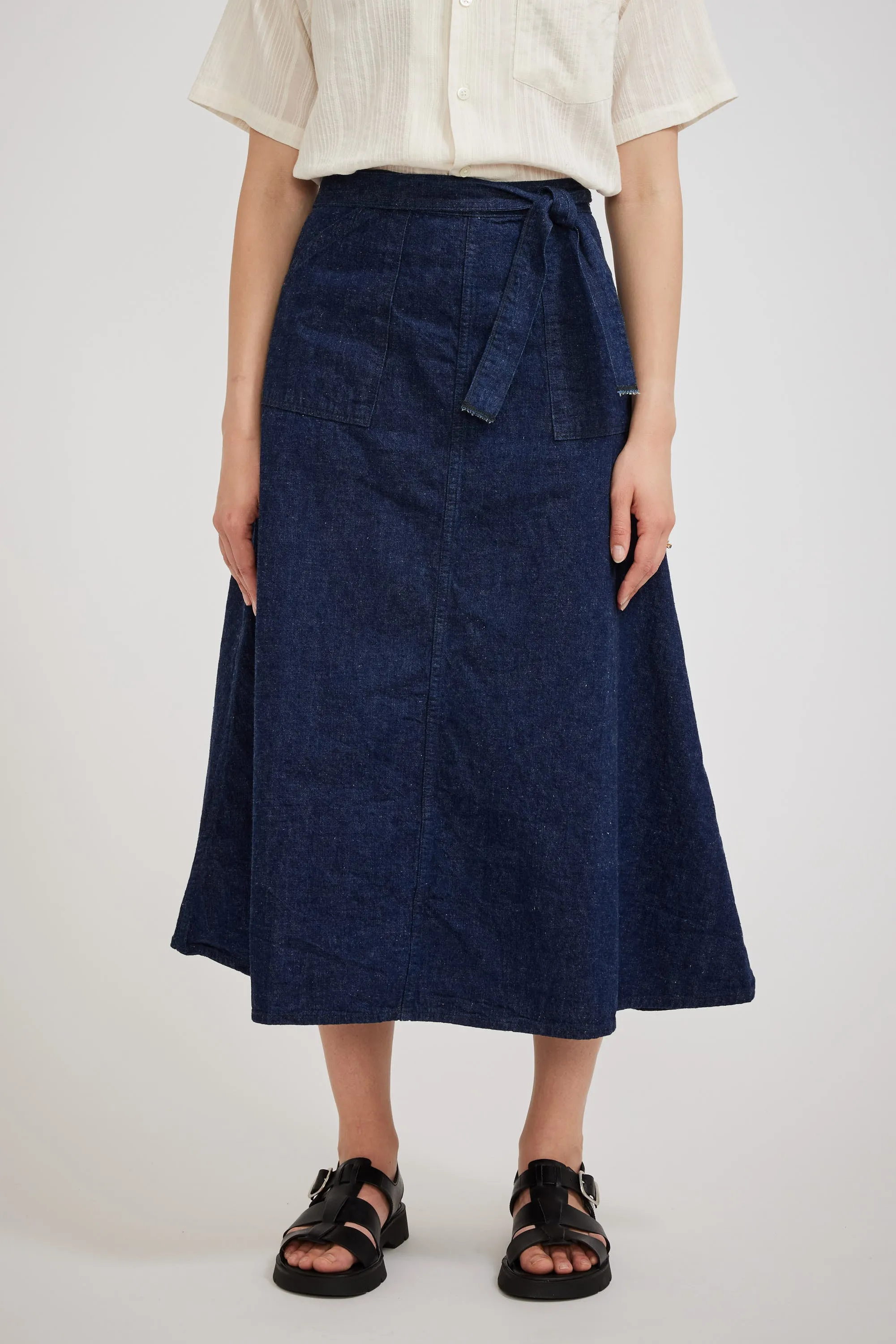 Denim Wrap Long Skirt One Wash