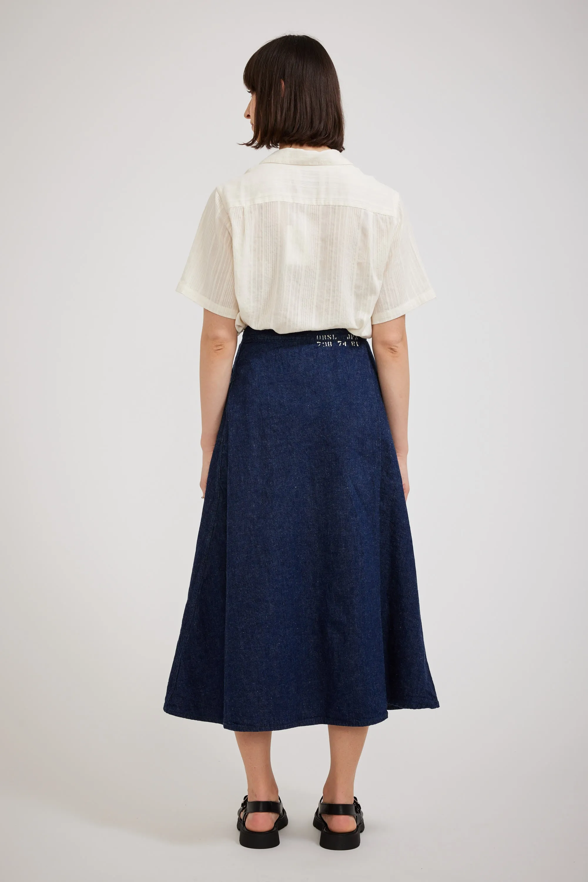 Denim Wrap Long Skirt One Wash