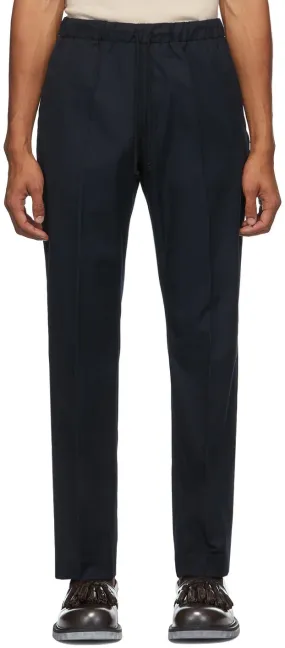 Dries Van Noten Navy Formal Drawstring Trousers