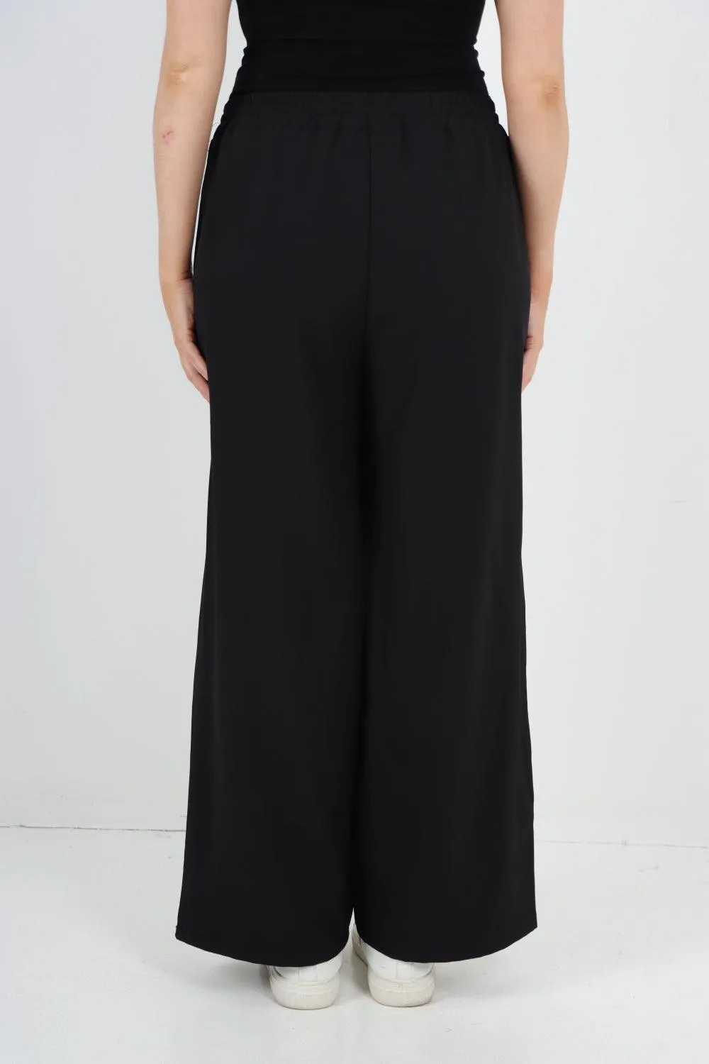Elastic Waist Drawstring Wide Leg  Pants