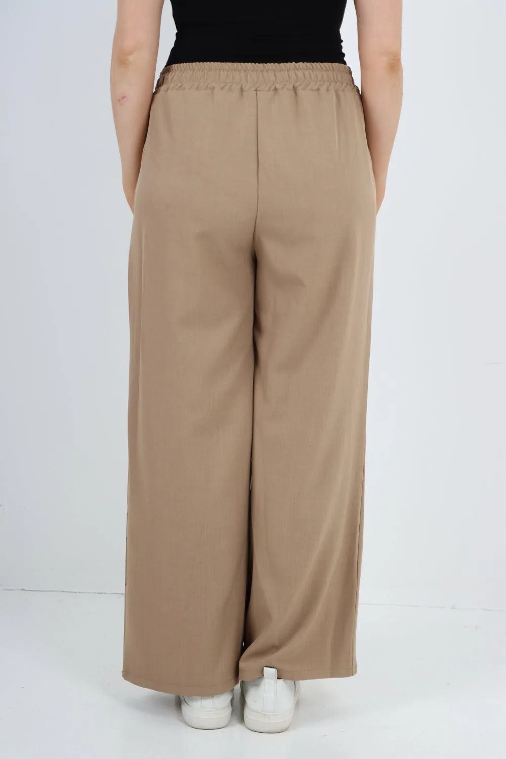 Elastic Waist Drawstring Wide Leg  Pants