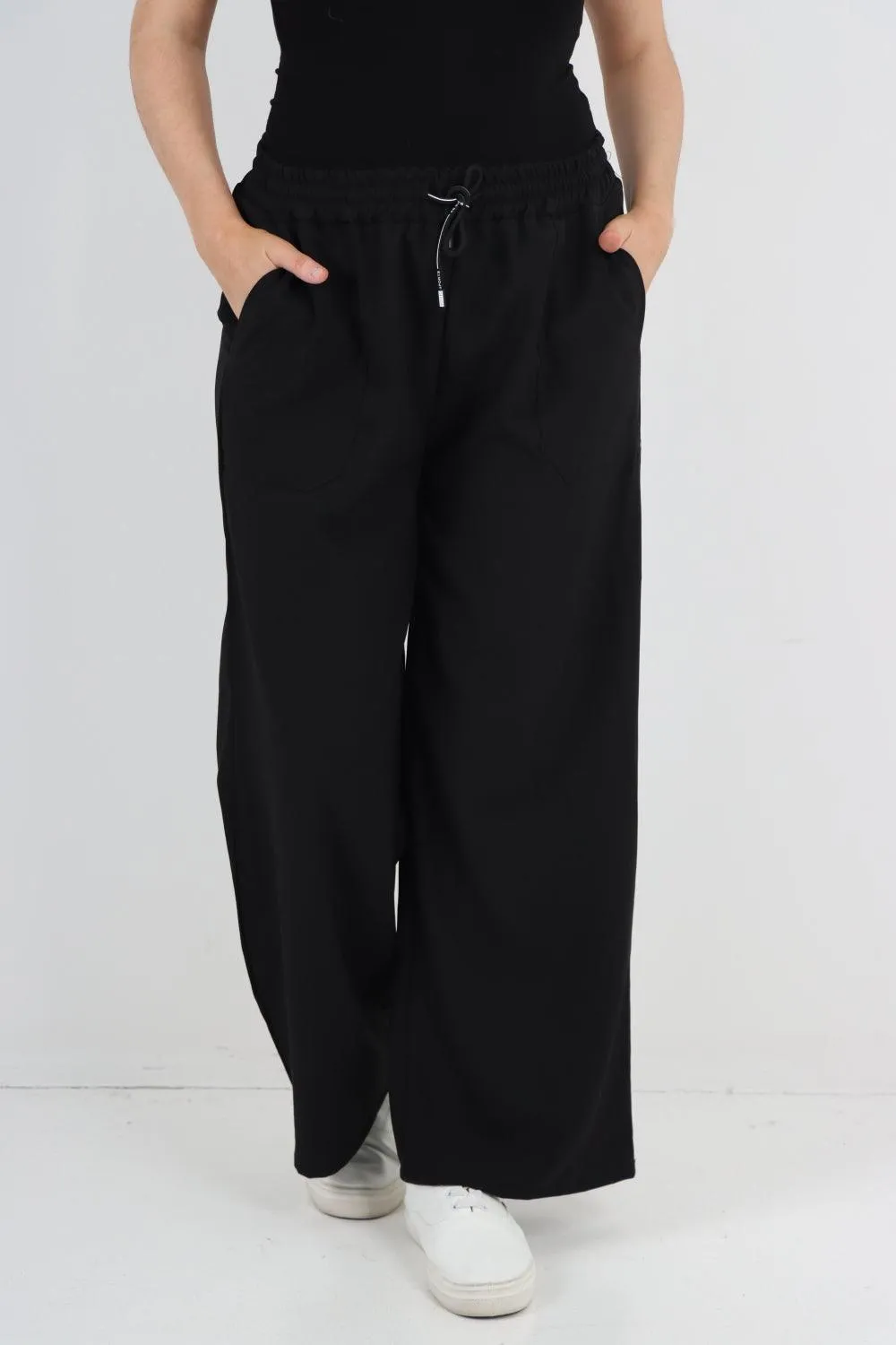 Elastic Waist Drawstring Wide Leg  Pants