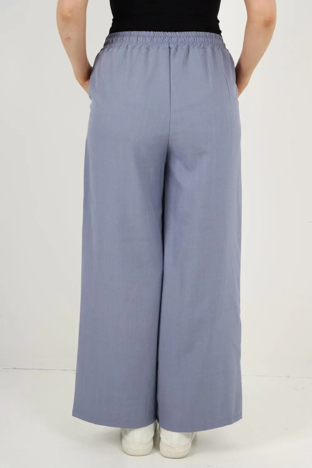 Elastic Waist Drawstring Wide Leg  Pants