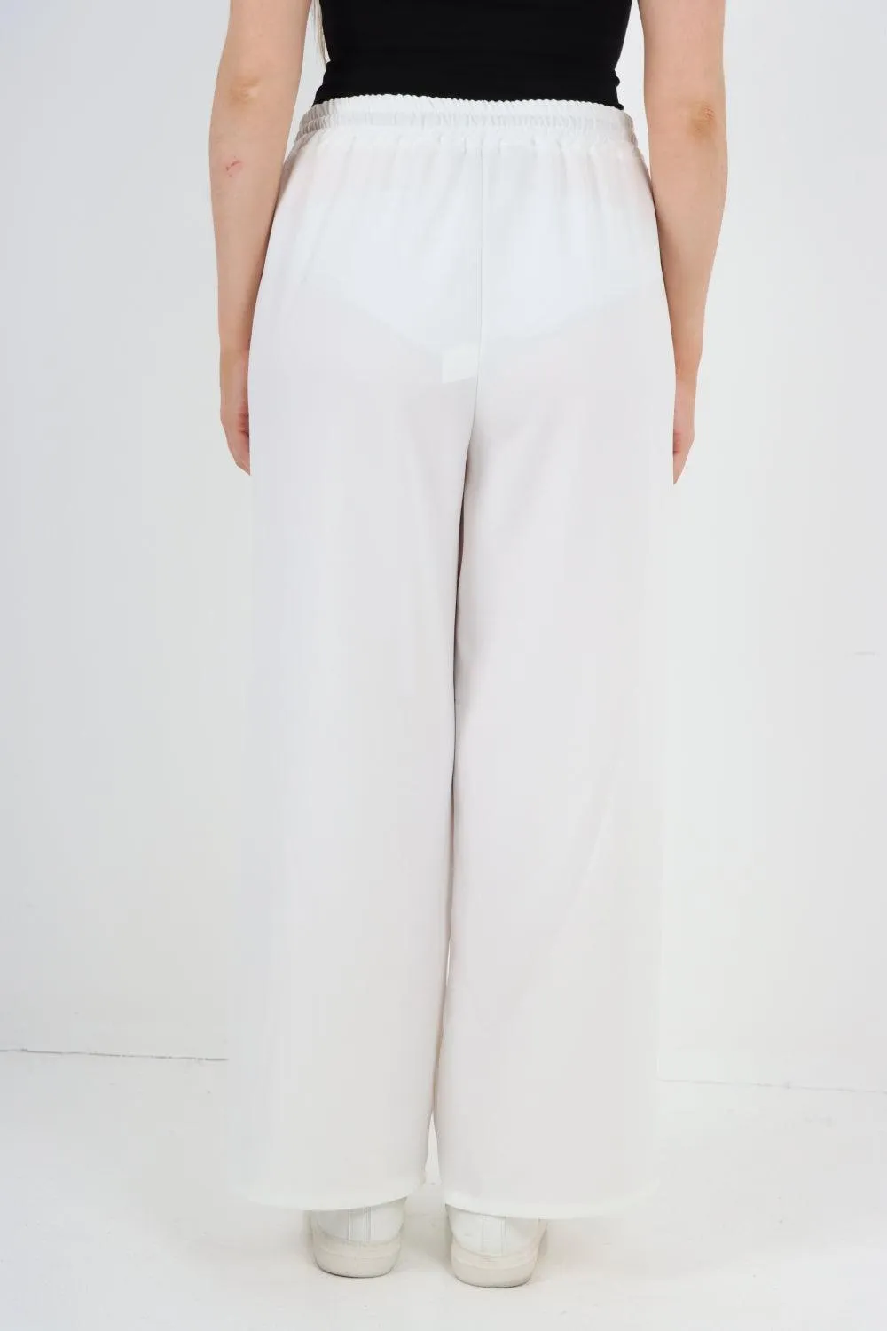 Elastic Waist Drawstring Wide Leg  Pants