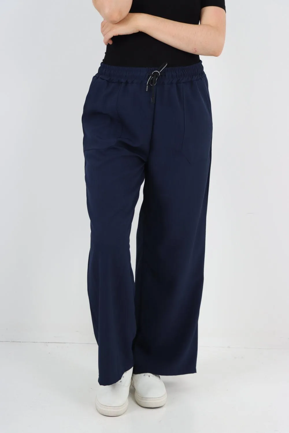 Elastic Waist Drawstring Wide Leg  Pants