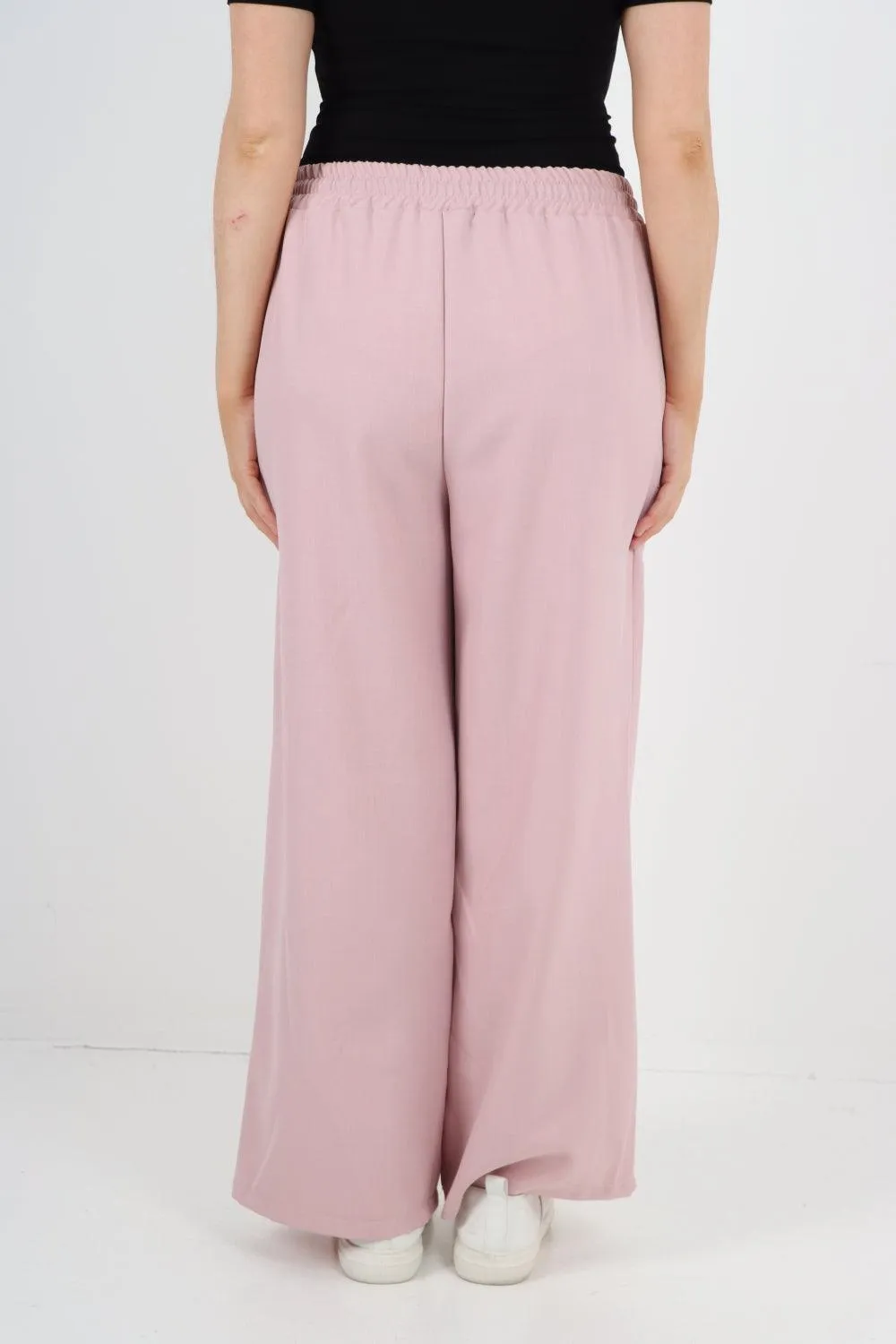 Elastic Waist Drawstring Wide Leg  Pants