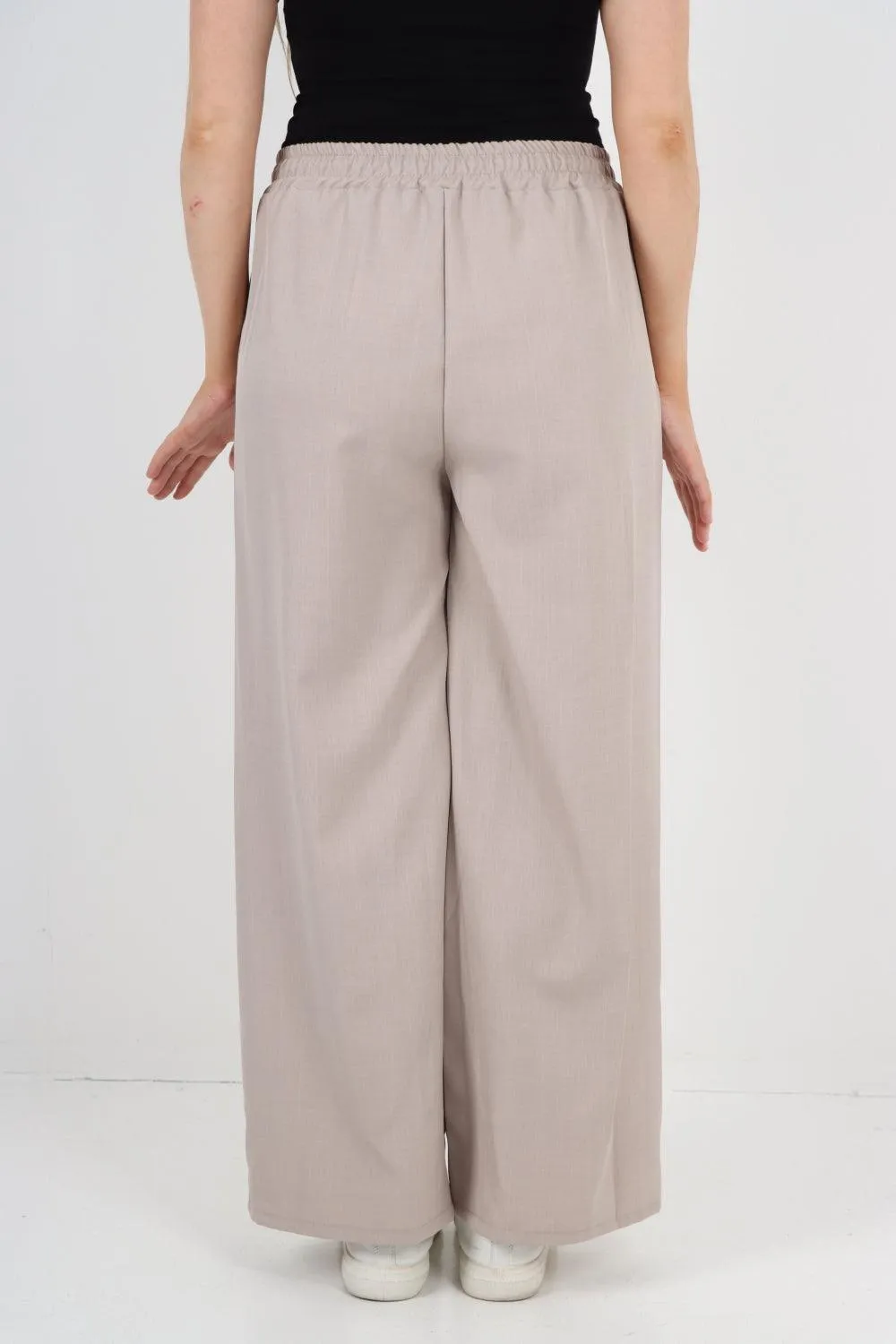 Elastic Waist Drawstring Wide Leg  Pants