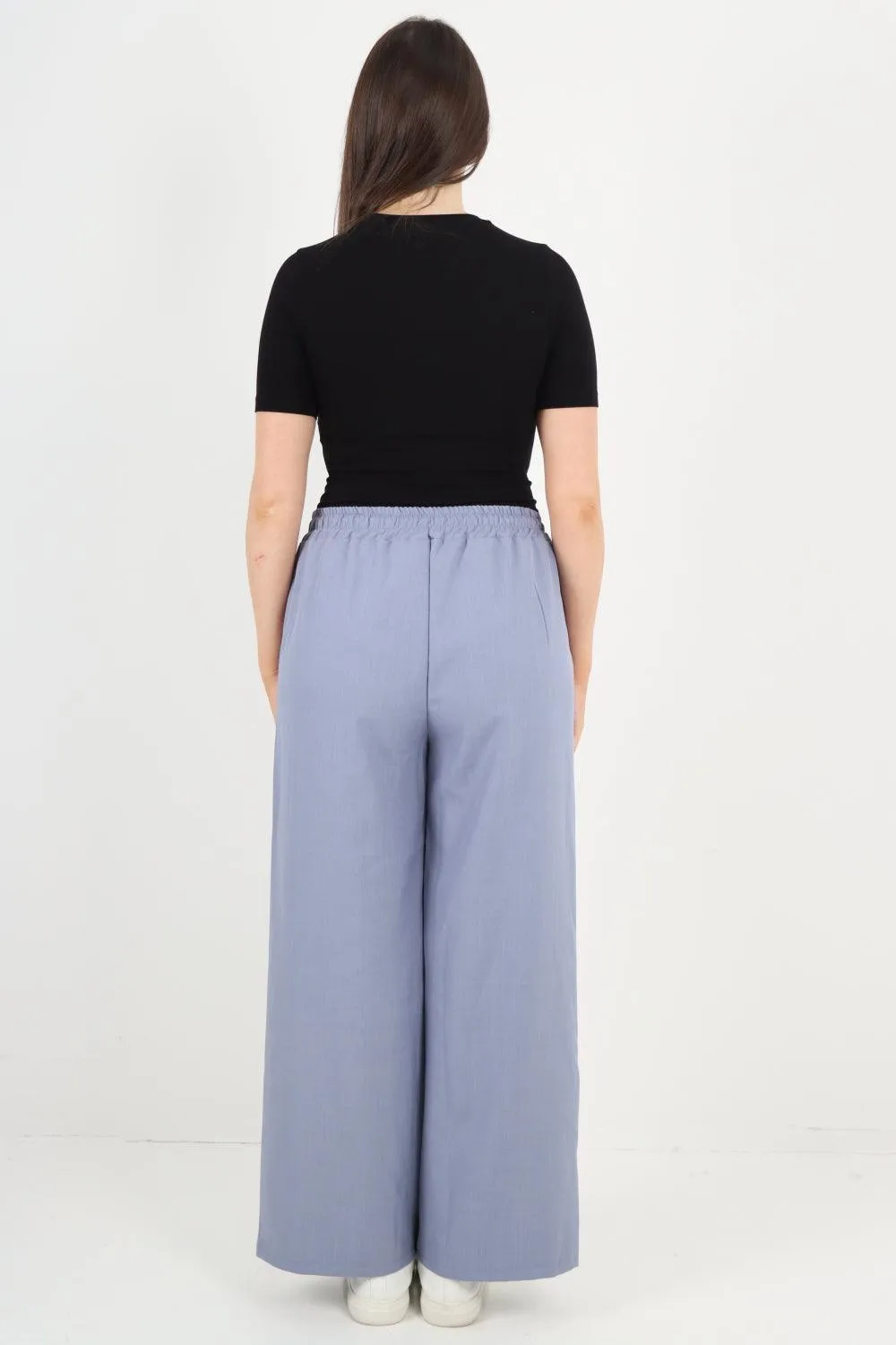 Elastic Waist Drawstring Wide Leg  Pants