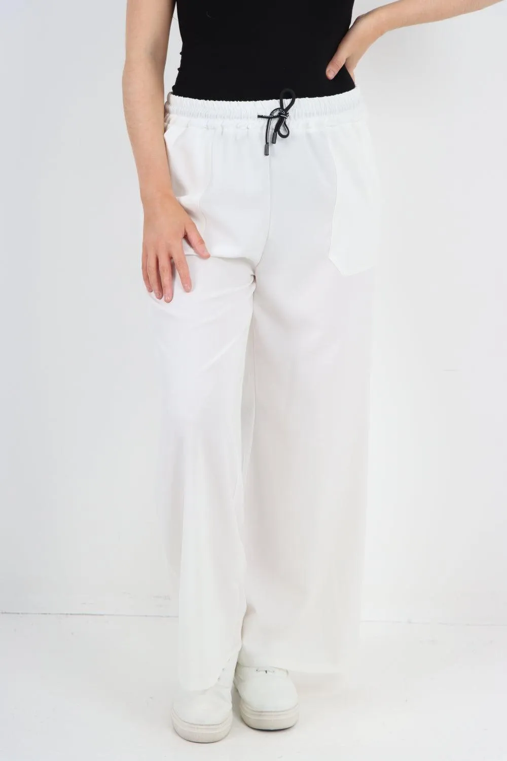 Elastic Waist Drawstring Wide Leg  Pants